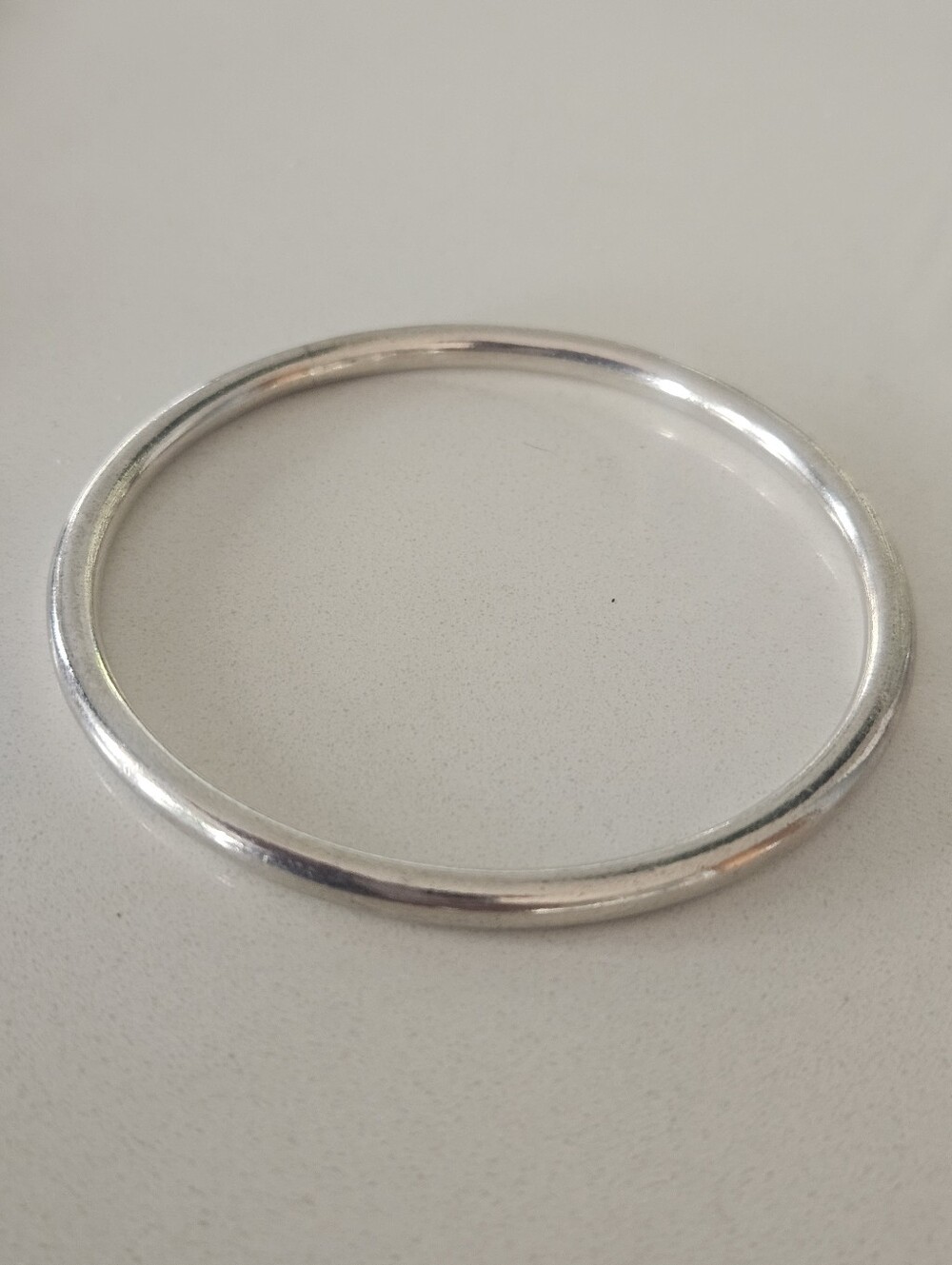 Vintage ATI Mexico Sleek Sterling Silver Round Bangle Bracelet 7.75"